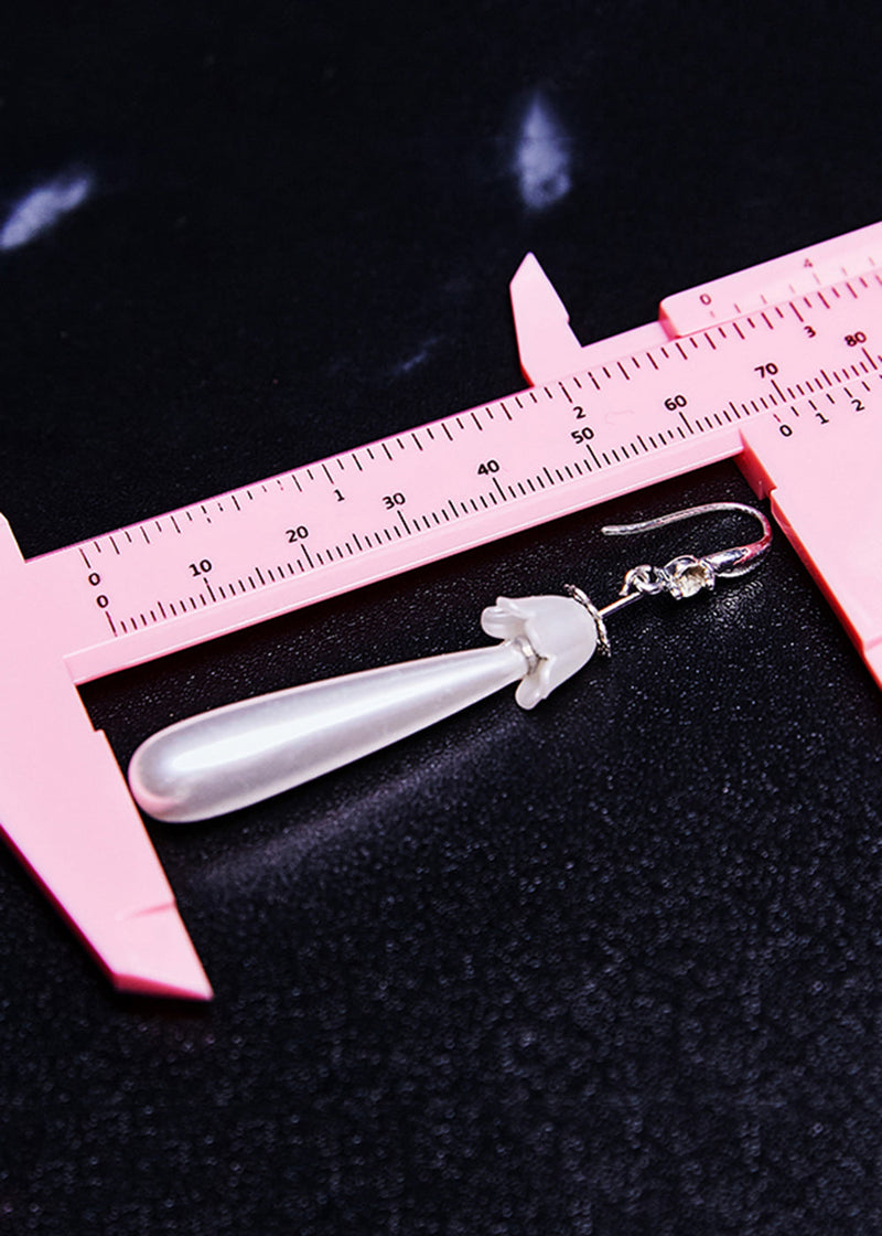 White Water Droplet Pearl Drop Earrings