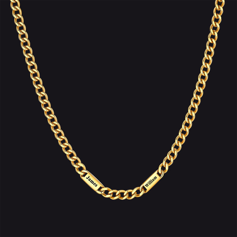Customized Engraved Cuban Chain Name Link Necklace for