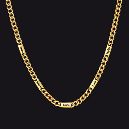 Customized Engraved Cuban Chain Name Link Necklace for