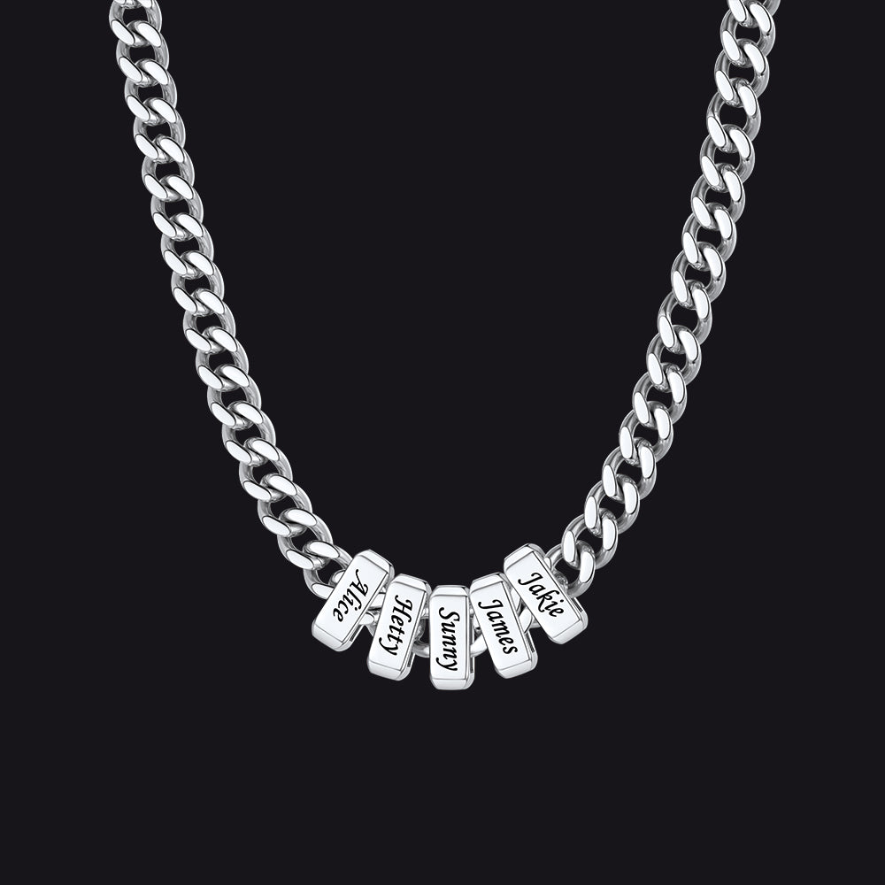 Custom Multi Charm Name Cuban Link Chain Necklace for Father Gift