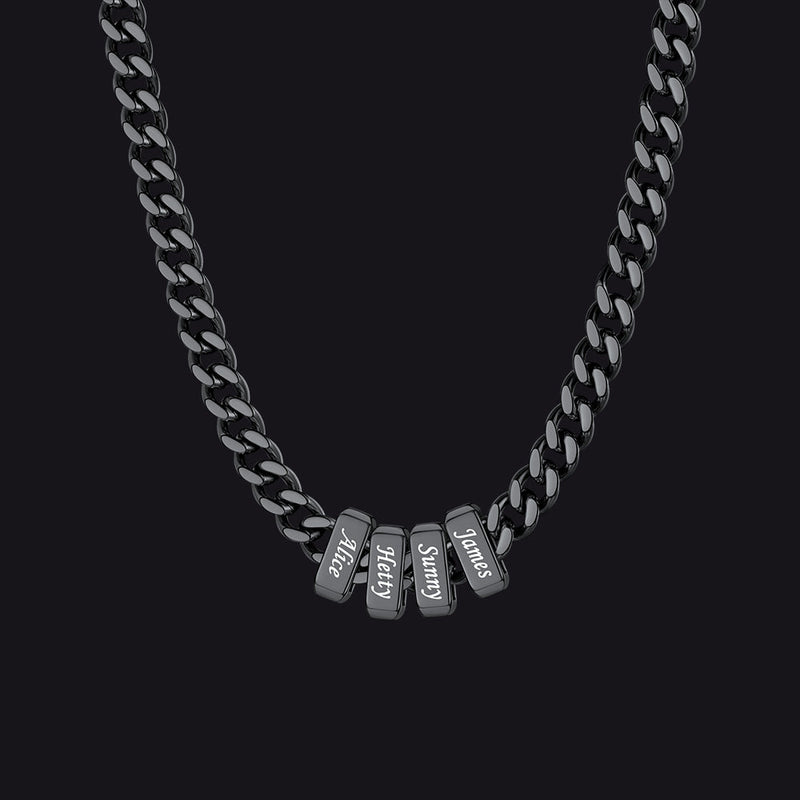 Custom Multi Charm Name Cuban Link Chain Necklace for Father Gift