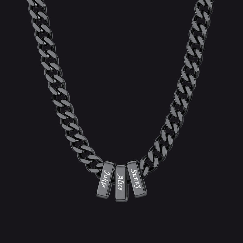 Custom Multi Charm Name Cuban Link Chain Necklace for Father Gift