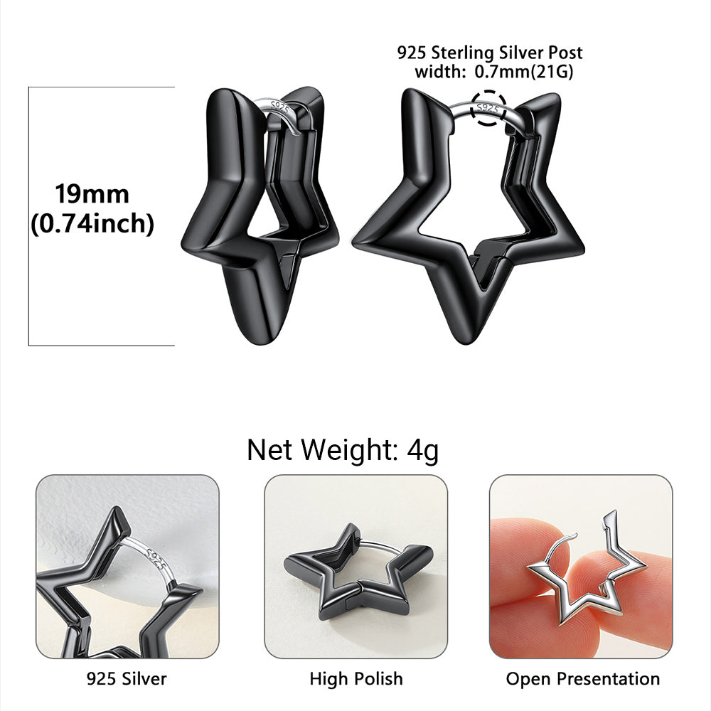 Classic Y2k Hollow Star Hoop Earrings for