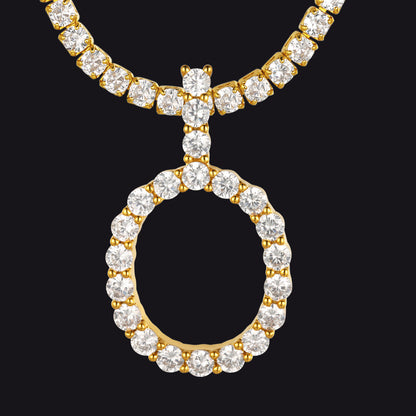 Initial Letter Pendant Necklace With Tennis Chain for