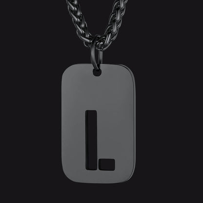 Personalized Hollow Letter Initial Dog Tag Pendant Necklace for