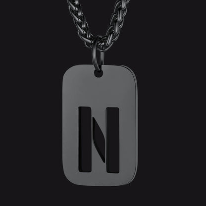 Personalized Hollow Letter Initial Dog Tag Pendant Necklace for