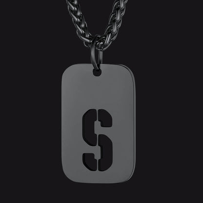 Personalized Hollow Letter Initial Dog Tag Pendant Necklace for