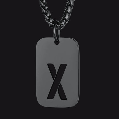 Personalized Hollow Letter Initial Dog Tag Pendant Necklace for