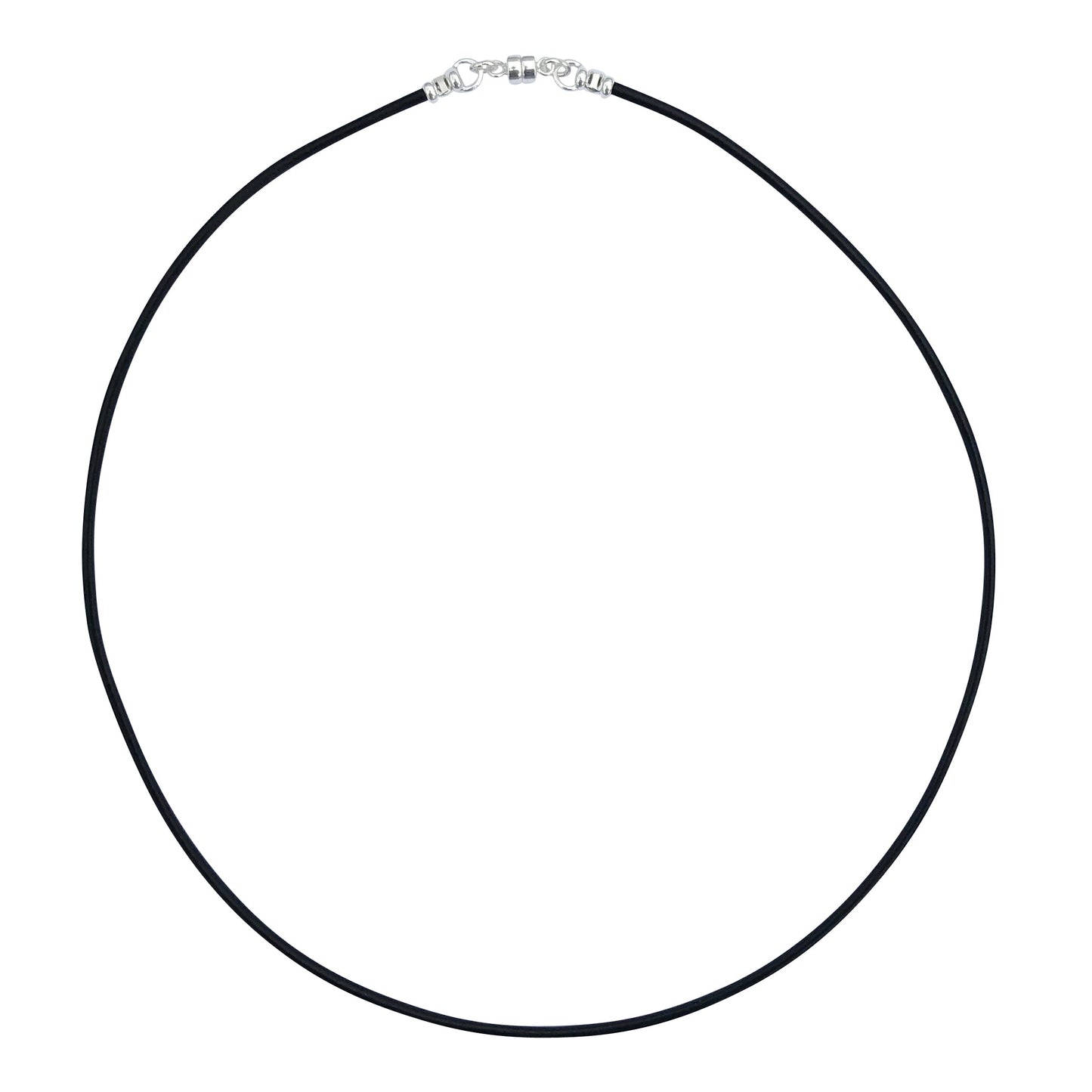 Sterling Silver 1.8mm Fine Black Leather Cord Necklace With Magnet Clasp