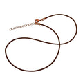 Antique Copper 1.8mm Fine Brown Leather Cord Necklace With Extender Chain