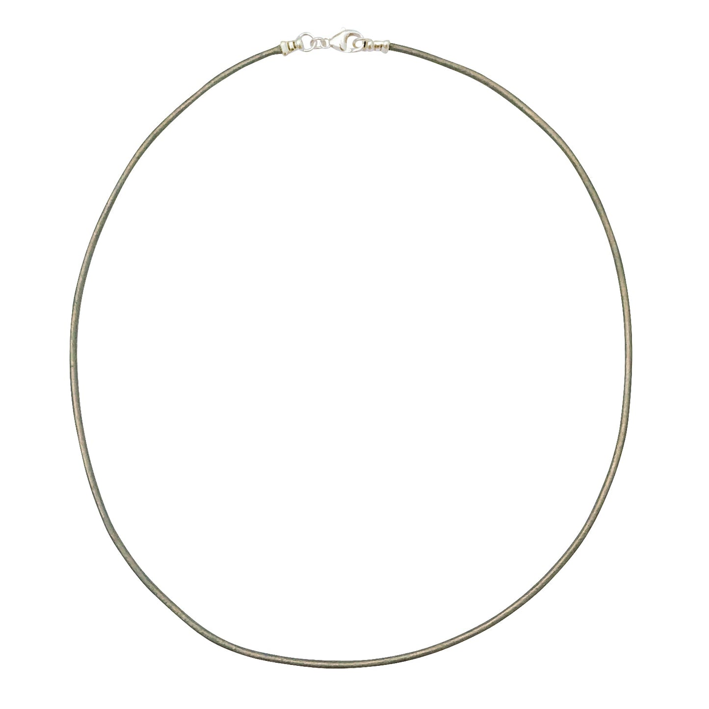 Sterling Silver 1.8mm Fine Metallic Gray Leather Cord Necklace