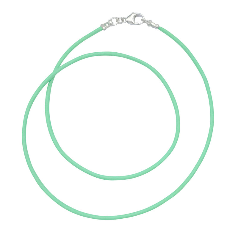 Sterling Silver 1.8mm Fine Mint Green Leather Cord Necklace