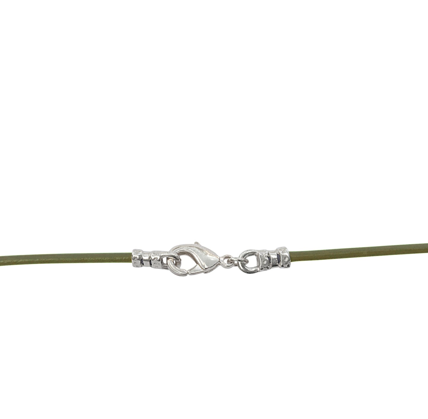 Sterling Silver 1.8mm Fine Olive Green Leather Cord Necklace