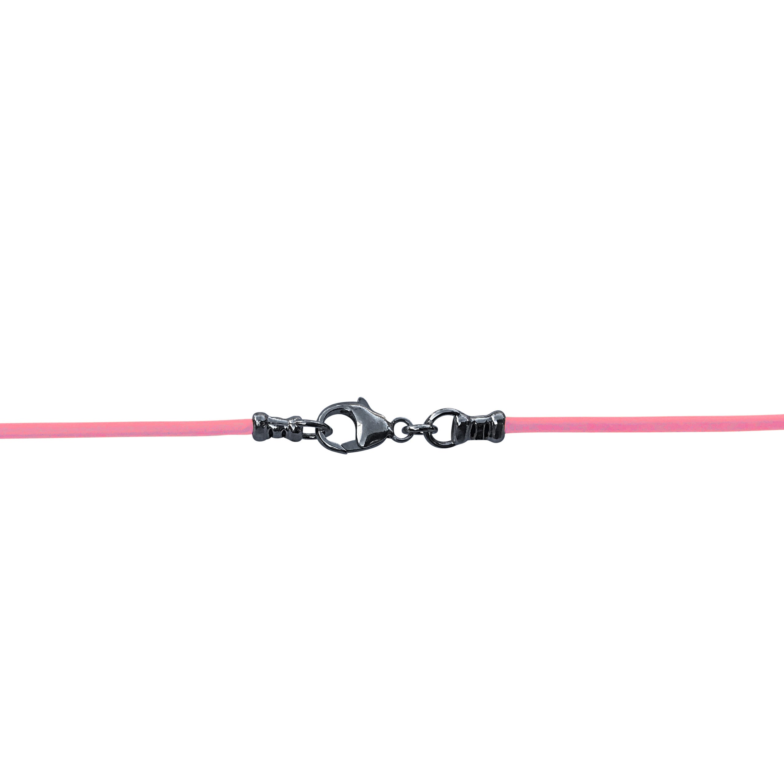 Gunmetal 1.8mm Fine Pink Leather Cord Necklace