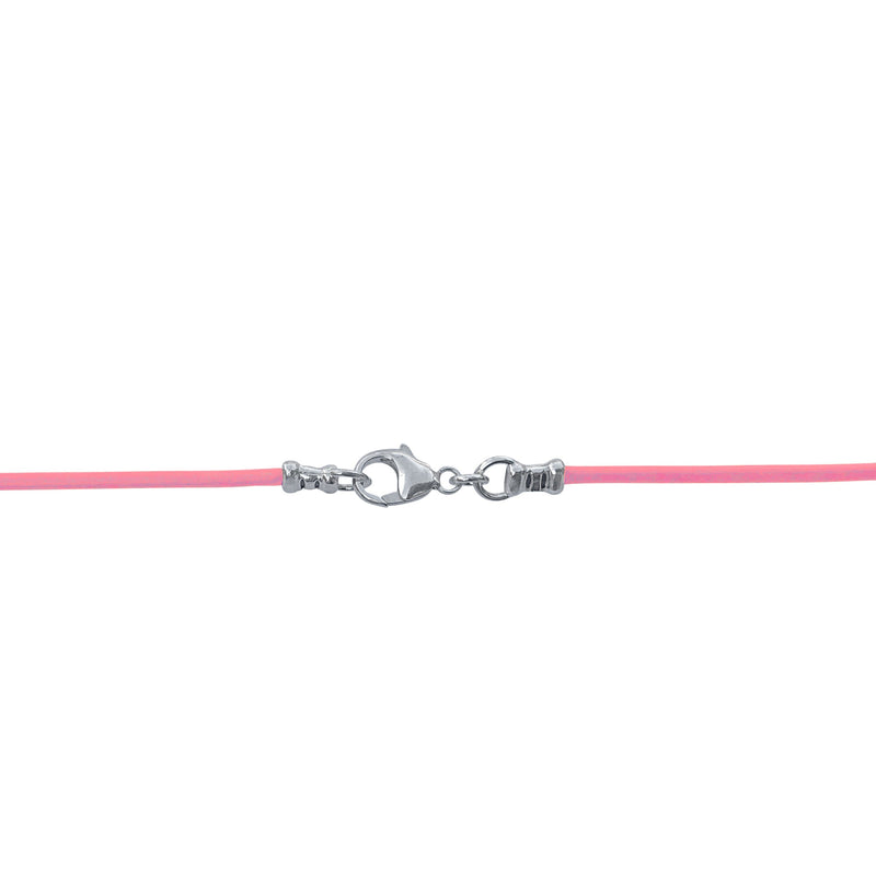 Sterling Silver 1.8mm Fine Pink Leather Cord Necklace