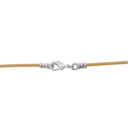 Sterling Silver 1.8mm Fine Natural Light Tan Leather Cord Necklace