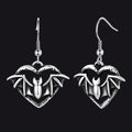Gothic Bat Heart Dangle Earrings for Halloween Gift