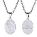 Engraved Saint Augustine Necklace Catholic Medal Necklace