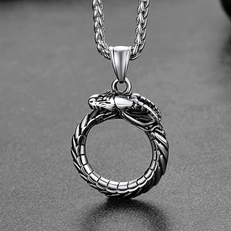 Dragon Circle Pendant Necklace for