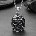 Flying Helmet Skull Antique Necklace for