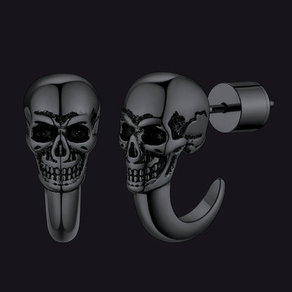 Gothic Skull Huggie Half-circle Stud Earrings Jewelry for