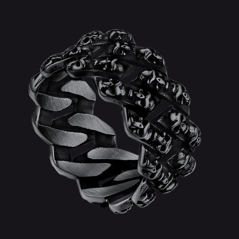 Stainless Steel Skull Chain Ring for