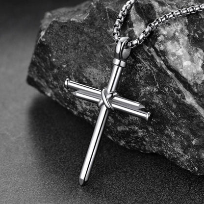 Christian Black Enamel Cross Necklace for
