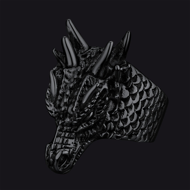 Punk Dragon Head Stainless Steel Ring for