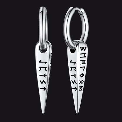 Norse Viking Runes Hoop Huggie Earrings for