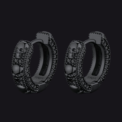 Cubic Zirconia Skull Huggie Hoop Earrings for