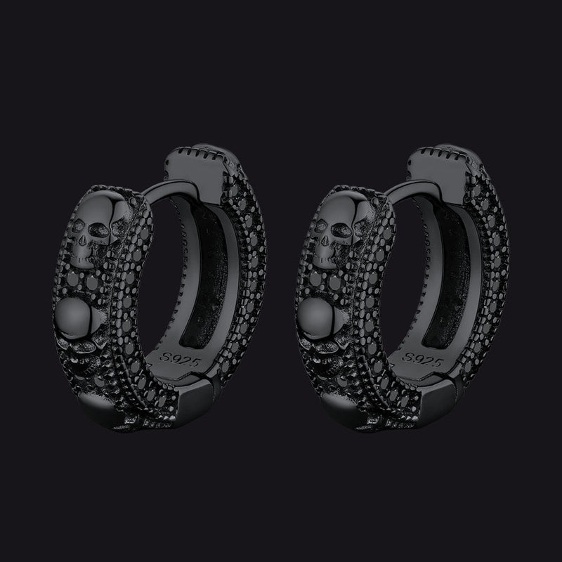 Cubic Zirconia Skull Huggie Hoop Earrings for