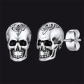 Celtic Triquetra Skull Stud Earrings for