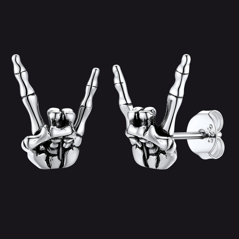 Skeleton Hand Stud Earrings for ��� 925 Sterling Silver Gothic Earrings