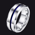 Silver Grooved Tungsten Carbide Wedding Band Ring for 8mm