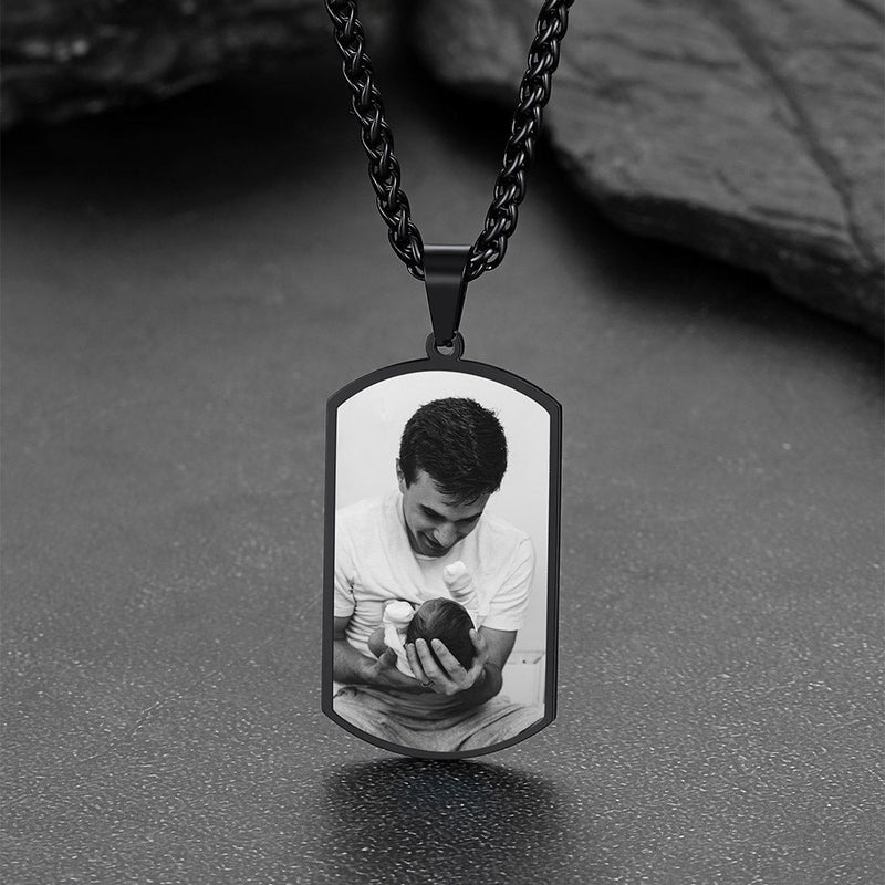 Customized Picture Dog Tag Necklace With Calendar Memorial Gift for