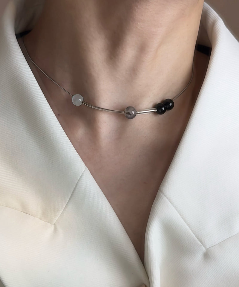 Blackish Crystal Tungsten Steel Necklace