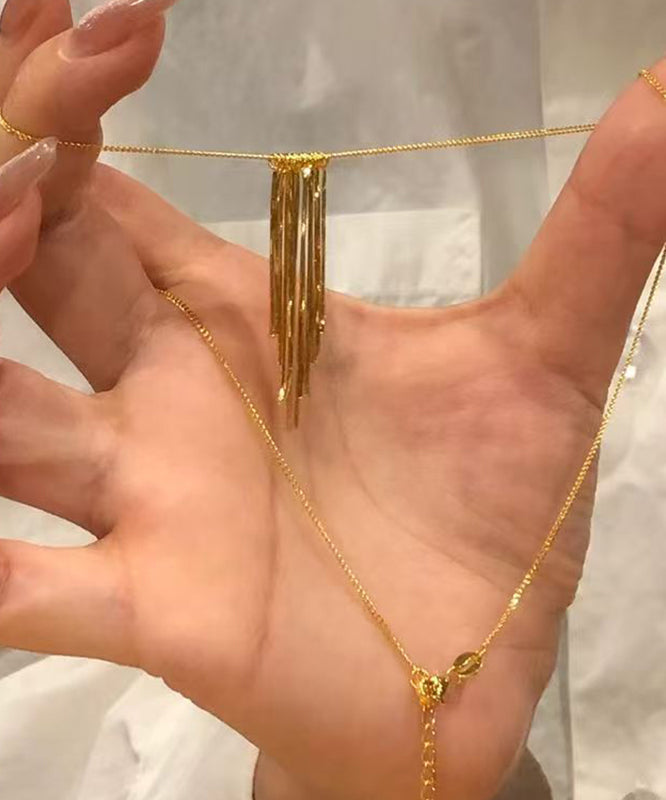 Gold Copper Overgild Tassel Pendant Necklace
