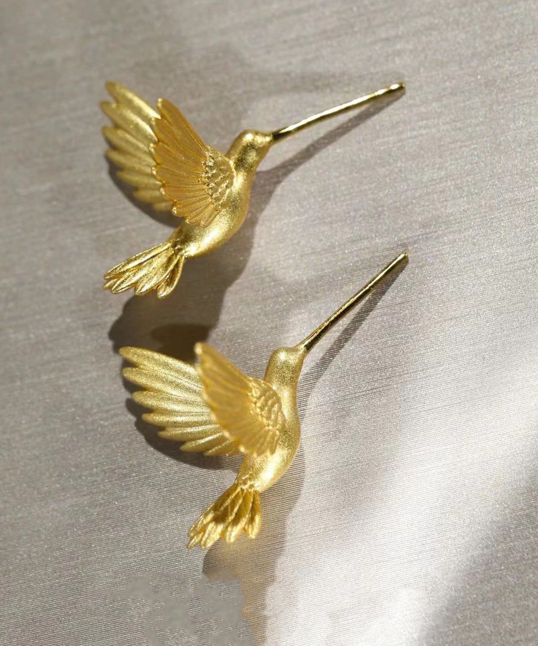 Stud Bird Flying Gold Earrings Overgild Sterling Silver