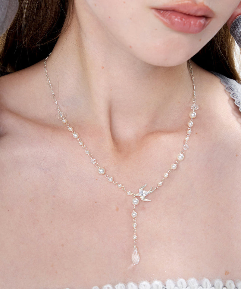 Little Bird Pearl Sky Star Silver Plated Pendant Necklace