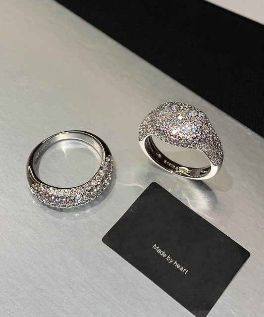 Silvery Zircon Sparkling Ring