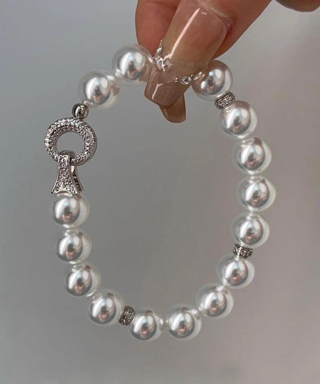 Versatile White Zircon Pearl Bracelet