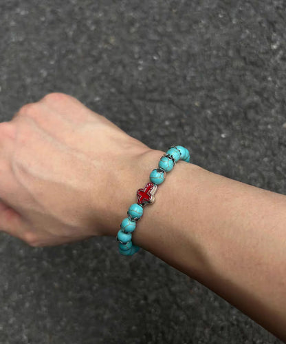 Fine Green Turquoise Cross Alloy Bracelet