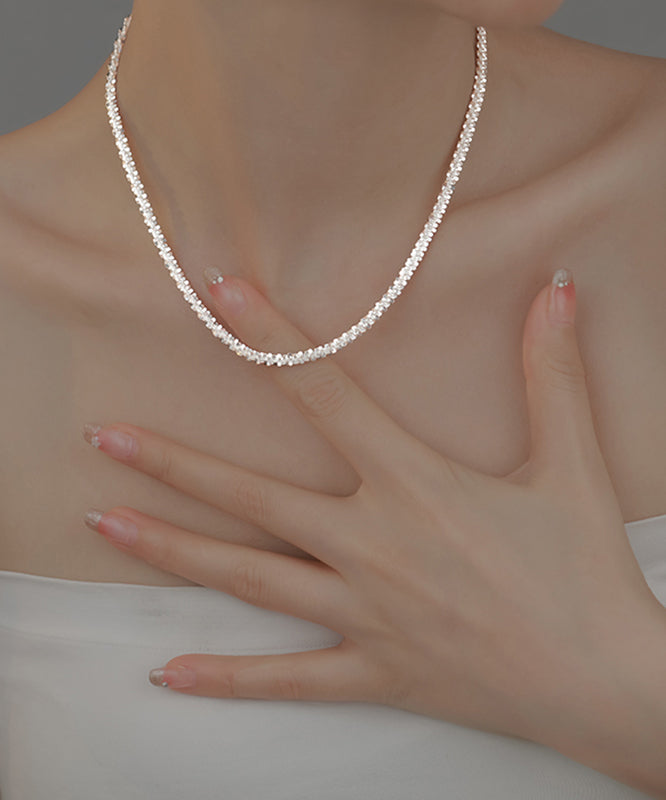 Fine Silk Sterling Silver Broken Silver Gypsophila Necklace Et001
