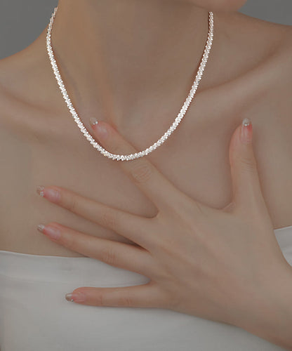 Fine Silk Sterling Silver Broken Silver Gypsophila Necklace Et001