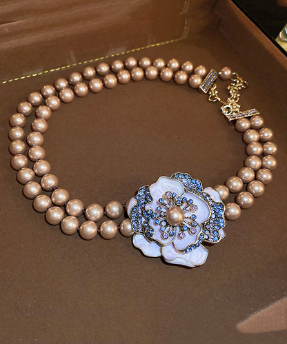 Fine Sterling Silver Alloy Pearl Zircon Pendant Necklace