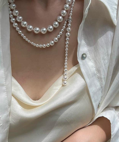 Fine White Copper Alloy Pearl Beading Necklace Ya004