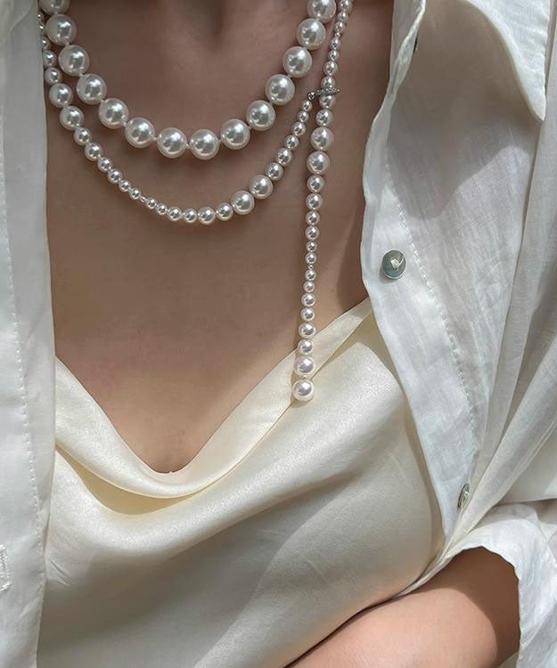 Fine White Copper Alloy Pearl Beading Necklace Ya004