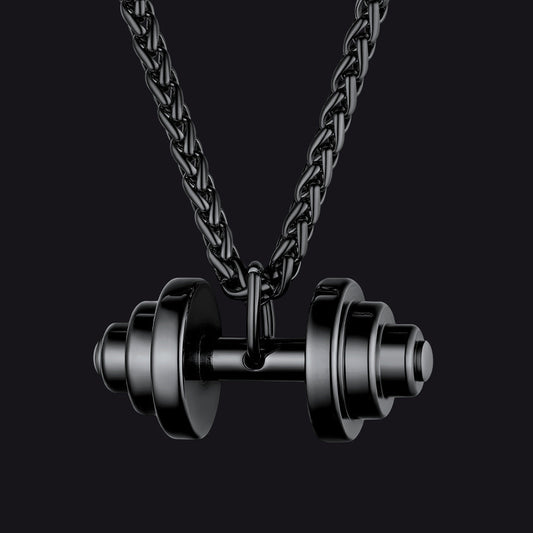 Fitness Dumbbell Pendant Necklace for