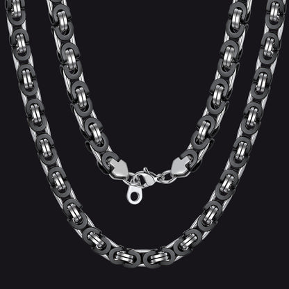 Byzantine Link Chain Stainlss Steel Necklace for