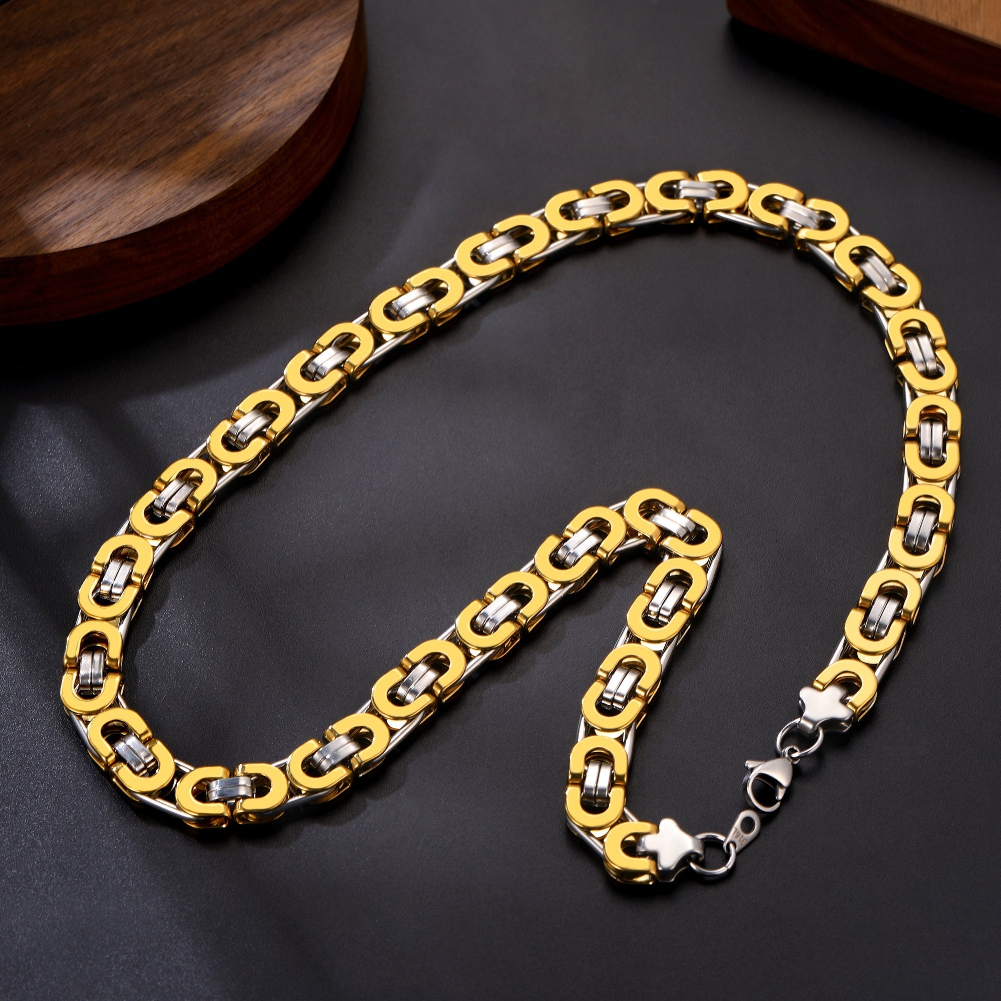 Byzantine Link Chain Stainlss Steel Necklace for